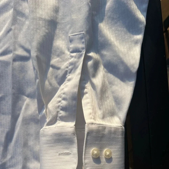 Concepts by Claiborne Modern Fit White Striped Collared Button Down Shirt Sz 17 - Picture 4 of 4